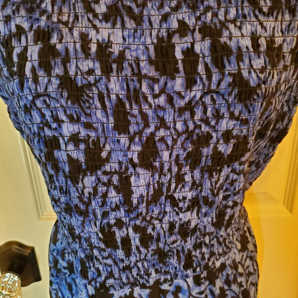 Vtg - R&K Originals - Blue & Black - Floral - Maxi Dress - Size 12